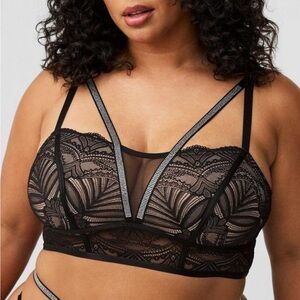 Plus Size Black Lace Bralette with Sheer Mesh Insets Torrid SIZE 2 NWT 732